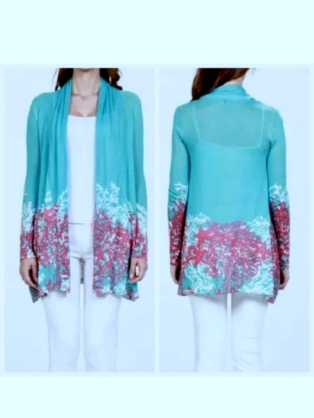 Lilly Pulitzer Connell Sweater Wrap Cascade Coral Lightweight Cardigan - Picture 10 of 10